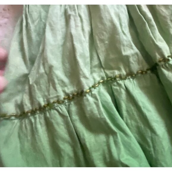 Green Tiered Smocked Waist Cotton Skirt By Ruby n Style Casual Cottagecore Fairy - Picture 5 of 7